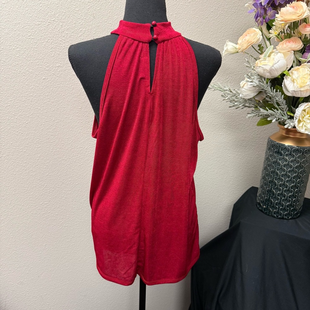 Maurices 24/7 Red Mock Neck Halter Tank Top Sleeveless Stretchy L - Picture 3 of 8